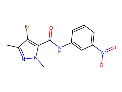 4-bromo-2,5-dimethyl-N-(3-nitrophenyl)pyrazole-3-carboxamide structure