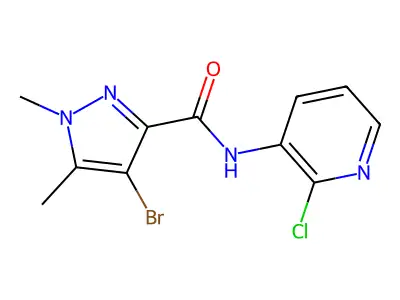 4-bromo-N-(2-chloropyridin-3-yl)-1,5-dimethylpyrazole-3-carboxamide structure