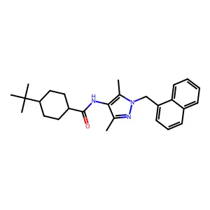 4-tert-butyl-N-[3,5-dimethyl-1-(naphthalen-1-ylmethyl)pyrazol-4-yl]cyclohexane-1-carboxamide structure