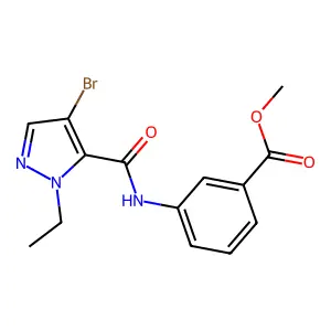 methyl 3-{[(4-bromo-1-ethyl-1H-pyrazol-5-yl)carbonyl]amino}benzoate structure
