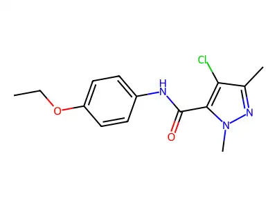 4-chloro-N-(4-ethoxyphenyl)-2,5-dimethylpyrazole-3-carboxamide structure