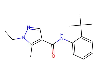 N-(2-tert-butylphenyl)-1-ethyl-5-methylpyrazole-4-carboxamide structure