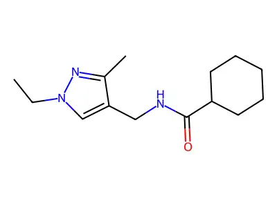 N-[(1-ethyl-3-methyl-1H-pyrazol-4-yl)methyl]cyclohexanecarboxamide structure