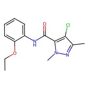 4-chloro-N-(2-ethoxyphenyl)-2,5-dimethylpyrazole-3-carboxamide structure