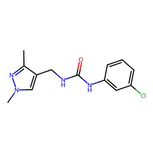 N-(3-chlorophenyl)-N'-[(1,3-dimethyl-1H-pyrazol-4-yl)methyl]urea structure