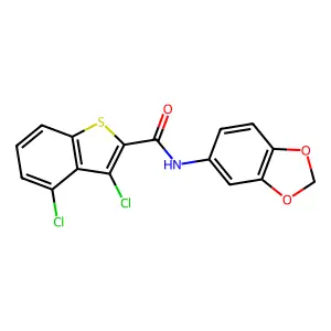 N-(1,3-benzodioxol-5-yl)-3,4-dichloro-1-benzothiophene-2-carboxamide structure