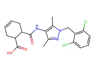 6-({[1-(2,6-DICHLOROBENZYL)-3,5-DIMETHYL-1H-PYRAZOL-4-YL]AMINO}CARBONYL)-3-CYCLOHEXENE-1-CARBOXYLIC ACID structure