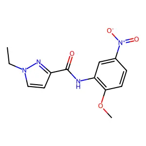 1-ethyl-N-(2-methoxy-5-nitrophenyl)-1H-pyrazole-3-carboxamide structure