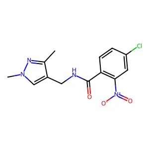 4-chloro-N-[(1,3-dimethyl-1H-pyrazol-4-yl)methyl]-2-nitrobenzamide structure