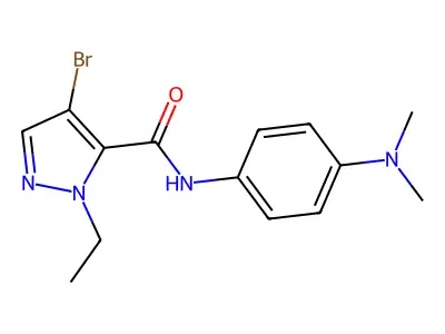 4-bromo-N-[4-(dimethylamino)phenyl]-1-ethyl-1H-pyrazole-5-carboxamide structure