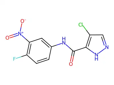 4-chloro-N-(4-fluoro-3-nitrophenyl)-1H-pyrazole-5-carboxamide structure