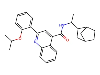 N-(1-bicyclo[2.2.1]hept-2-ylethyl)-2-(2-isopropoxyphenyl)-4-quinolinecarboxamide structure