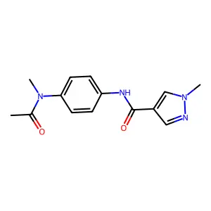 N-{4-[acetyl(methyl)amino]phenyl}-1-methyl-1H-pyrazole-4-carboxamide structure