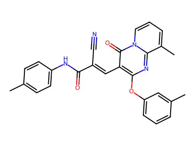 2-Cyano-3-[9-methyl-2-(3-methylphenoxy)-4-oxo-4H-pyrido[1,2-a]pyrimidin-3-yl]-N-(4-methylphenyl)prop-2-enamide structure