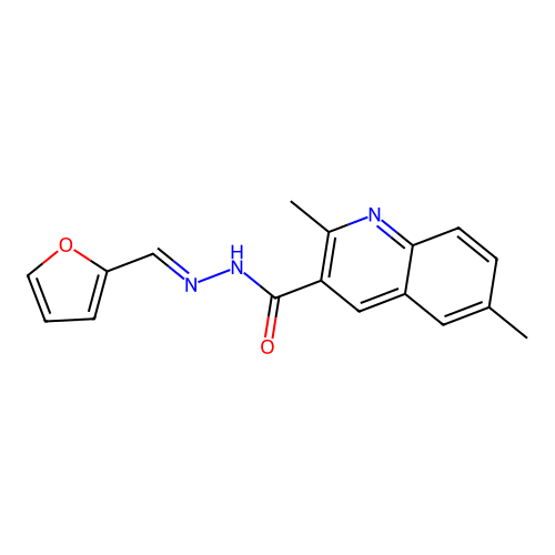 N-(furan-2-ylmethylideneamino)-2,6-dimethylquinoline-3-carboxamide structure