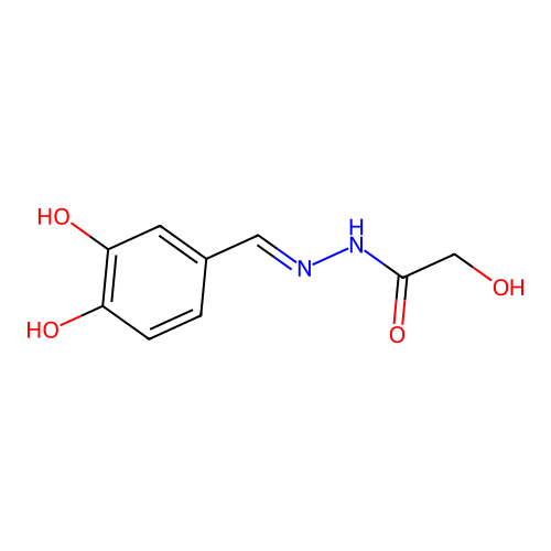 N-[(3,4-dihydroxyphenyl)methylideneamino]-2-hydroxyacetamide structure
