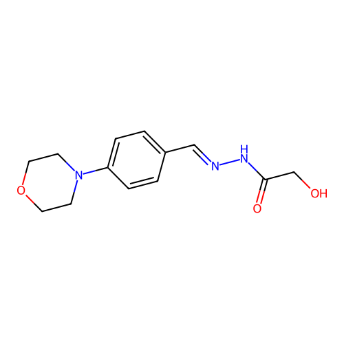 2-hydroxy-N-[(4-morpholin-4-ylphenyl)methylideneamino]acetamide structure