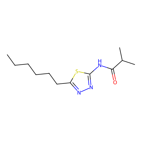 N-(5-hexyl-1,3,4-thiadiazol-2-yl)-2-methylpropanamide structure