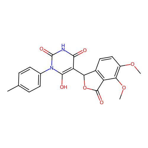 5-(4,5-dimethoxy-3-oxo-1,3-dihydro-2-benzofuran-1-yl)-6-hydroxy-1-(4-methylphenyl)pyrimidine-2,4(1H,3H)-dione structure