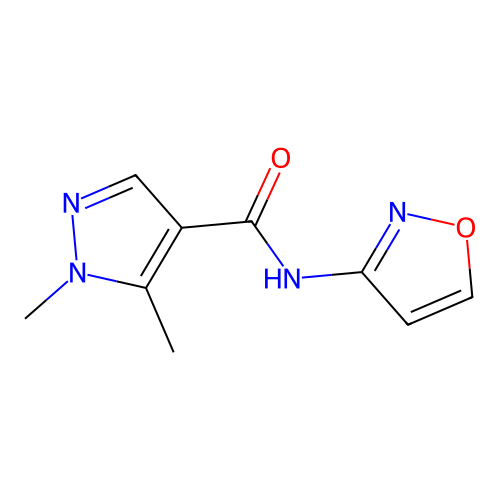N-(3-isoxazolyl)-1,5-dimethyl-1H-pyrazole-4-carboxamide structure