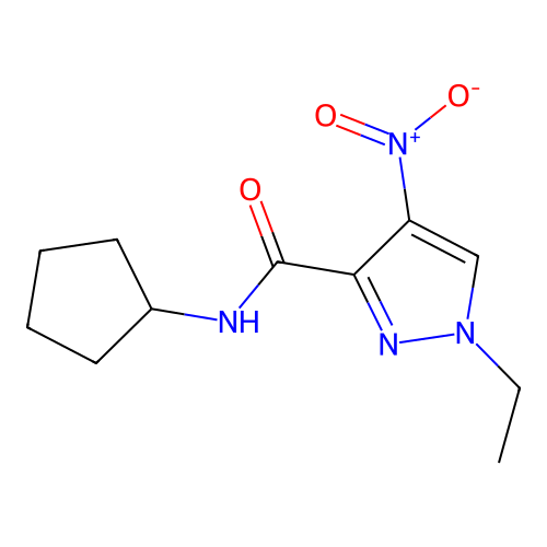 N-cyclopentyl-1-ethyl-4-nitro-1H-pyrazole-3-carboxamide structure