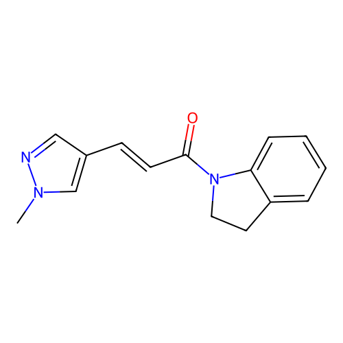 1-(2,3-Dihydroindol-1-yl)-3-(1-methylpyrazol-4-yl)prop-2-en-1-one structure