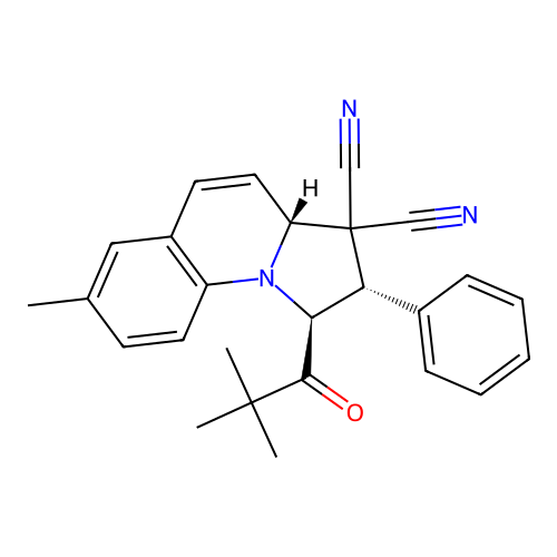 (1S,2S,3aR)-1-(2,2-dimethylpropanoyl)-7-methyl-2-phenyl-2,3a-dihydro-1H-pyrrolo[1,2-a]quinoline-3,3-dicarbonitrile structure