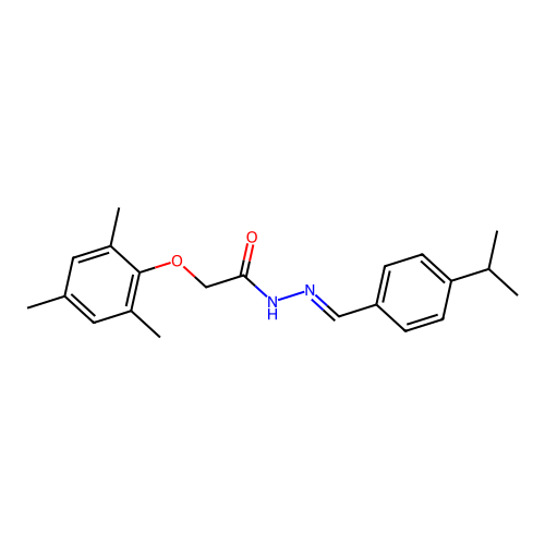 N-[(4-propan-2-ylphenyl)methylideneamino]-2-(2,4,6-trimethylphenoxy)acetamide structure
