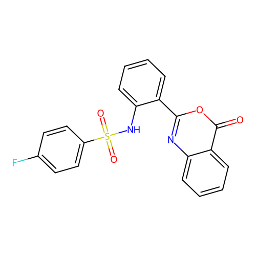 N1-[2-(4-oxo-4H-3,1-benzoxazin-2-yl)phenyl]-4-fluorobenzene-1-sulfonamide structure