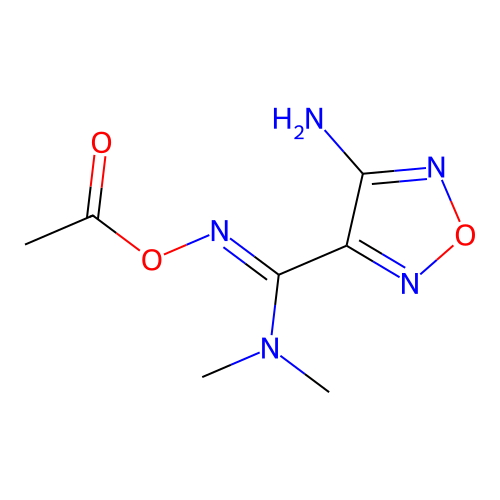 N'-(acetyloxy)-4-amino-N,N-dimethyl-1,2,5-oxadiazole-3-carboximidamide structure
