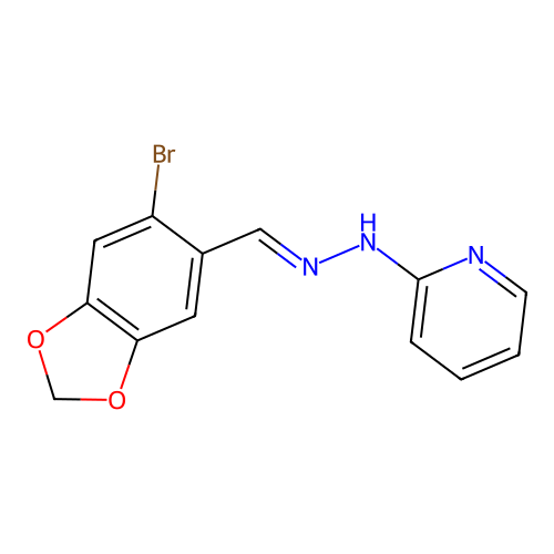 N-[(6-bromo-1,3-benzodioxol-5-yl)methylideneamino]pyridin-2-amine structure