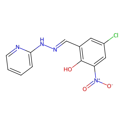 4-Chloro-2-nitro-6-[(pyridin-2-ylhydrazinylidene)methyl]phenol structure