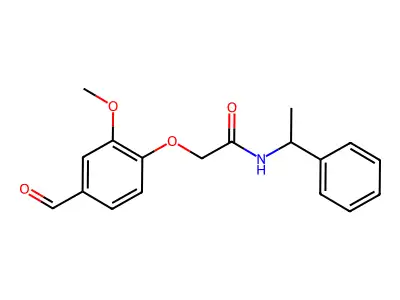 2-(4-formyl-2-methoxyphenoxy)-N-(1-phenylethyl)acetamide structure