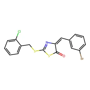 4-(3-bromobenzylidene)-2-[(2-chlorobenzyl)sulfanyl]-1,3-thiazol-5(4H)-one structure
