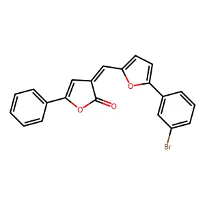 (3E)-3-[[5-(3-bromophenyl)furan-2-yl]methylidene]-5-phenylfuran-2-one structure