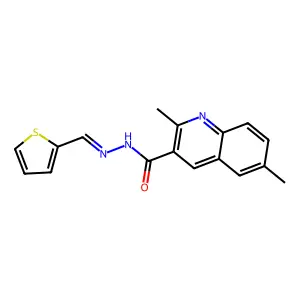 2,6-dimethyl-N-(thiophen-2-ylmethylideneamino)quinoline-3-carboxamide structure