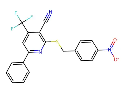 2-({4-Nitrobenzyl}sulfanyl)-6-phenyl-4-(trifluoromethyl)nicotinonitrile structure