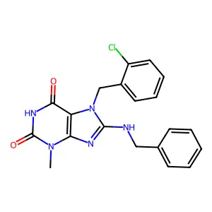 8-Benzylamino-7-(2-chloro-benzyl)-3-methyl-3,7-dihydro-purine-2,6-dione structure