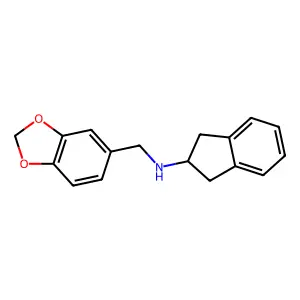 N-(1,3-benzodioxol-5-ylmethyl)-2,3-dihydro-1H-inden-2-amine structure