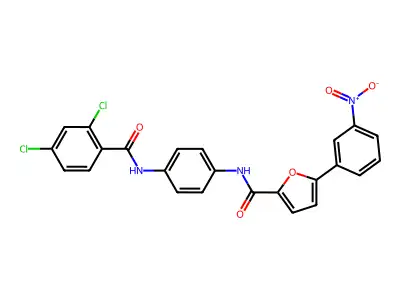 N-[4-[(2,4-dichlorobenzoyl)amino]phenyl]-5-(3-nitrophenyl)furan-2-carboxamide structure