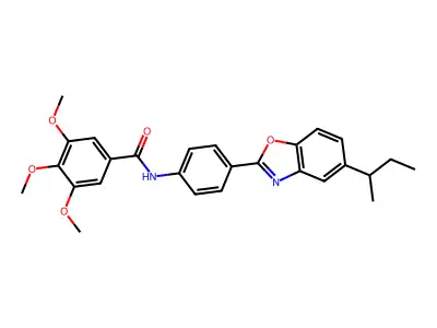 N-[4-(5-sec-butyl-1,3-benzoxazol-2-yl)phenyl]-3,4,5-trimethoxybenzamide structure