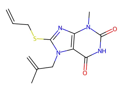 3-Methyl-7-(2-methylprop-2-enyl)-8-prop-2-enylsulfanylpurine-2,6-dione structure