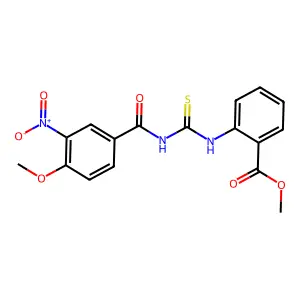 Methyl 2-[(4-methoxy-3-nitrobenzoyl)carbamothioylamino]benzoate structure