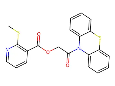 (2-Oxo-2-phenothiazin-10-ylethyl) 2-methylsulfanylpyridine-3-carboxylate structure