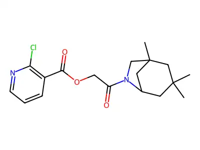 [2-oxo-2-(3,3,5-trimethyl-7-azabicyclo[3.2.1]octan-7-yl)ethyl] 2-chloropyridine-3-carboxylate structure