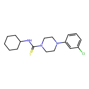 4-(3-chlorophenyl)-N-cyclohexylpiperazine-1-carbothioamide structure