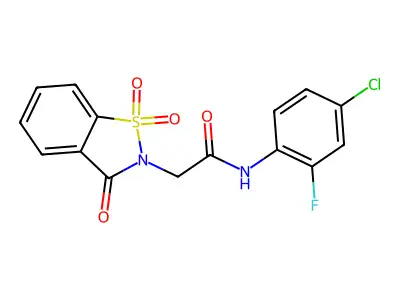 N-(4-chloro-2-fluorophenyl)-2-(1,1,3-trioxo-1,2-benzothiazol-2-yl)acetamide structure