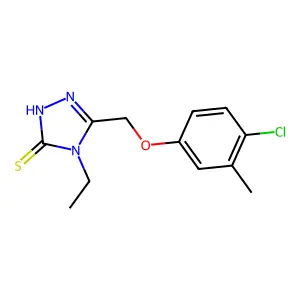 3-[(4-chloro-3-methylphenoxy)methyl]-4-ethyl-1H-1,2,4-triazole-5-thione structure