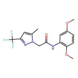 N-(2,5-dimethoxyphenyl)-2-[5-methyl-3-(trifluoromethyl)pyrazol-1-yl]acetamide structure