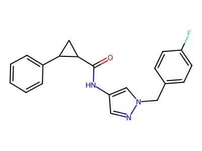 N-[1-(4-fluorobenzyl)-1H-pyrazol-4-yl]-2-phenylcyclopropanecarboxamide structure